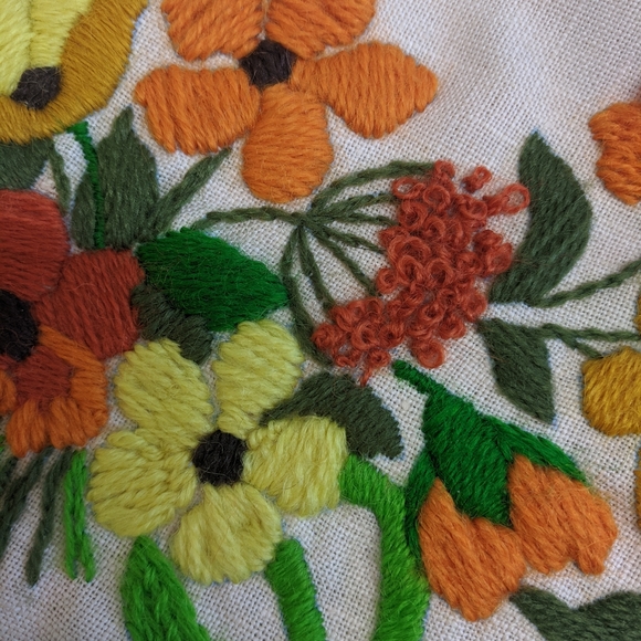 Vintage Wooden Handle Embroidered Hand Bag Purse - Picture 7 of 12